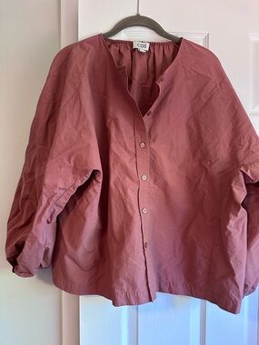 COS size 12 Oversized Balloon sleeve  Button-Down Shirt in Dusty Rose